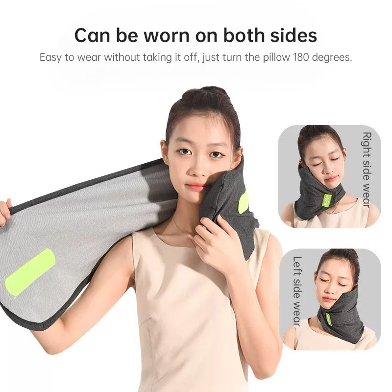 Memory Foam Travel Pillow for Plane, Train & Car - Neck Support Cushion with removable, washable Cover - ideal for sleeping