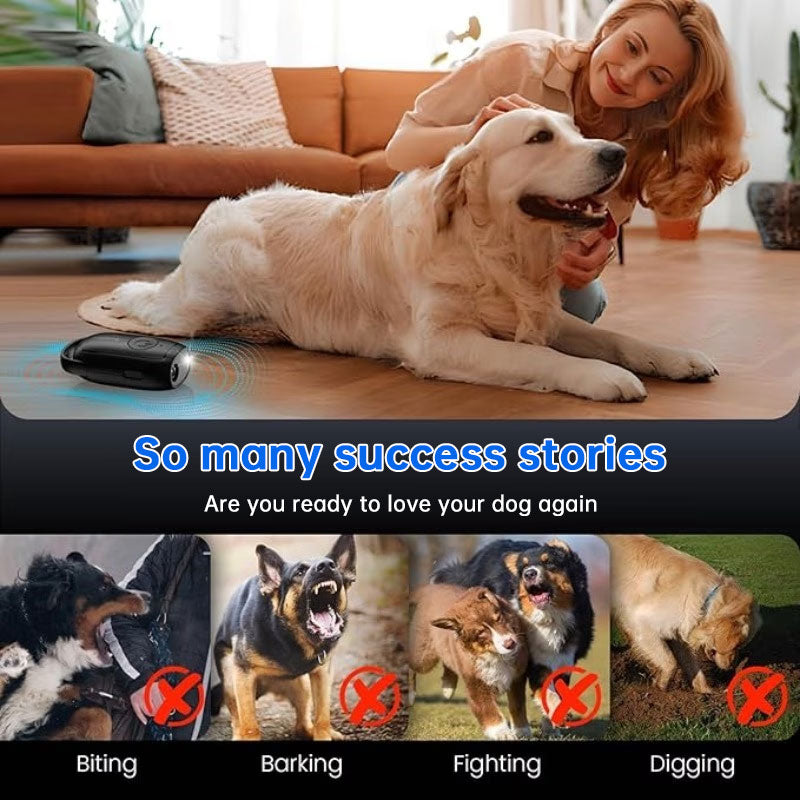 Portable Dog & Cat Repellent, Rechargeable 180mAh Ultrasonic Anti Bark Device, 23-40KHZ with Flashlight for Outdoor Use