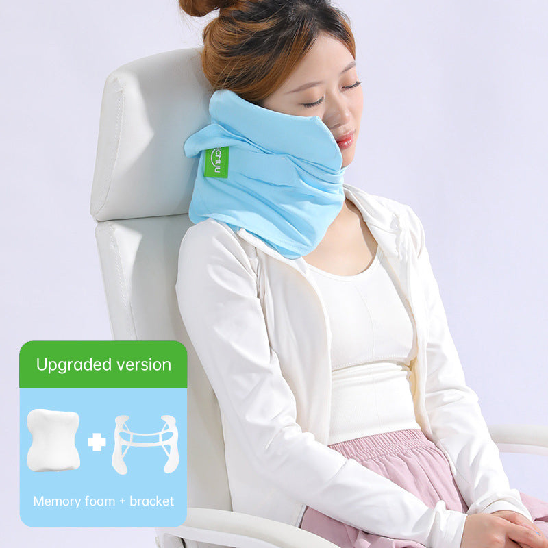 Memory Foam Travel Pillow for Plane, Train & Car - Neck Support Cushion with removable, washable Cover - ideal for sleeping