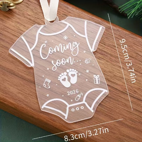 Christmas Transparent Round Acrylic Baby Clothes Ornament for Tree Decoration2Pcs
