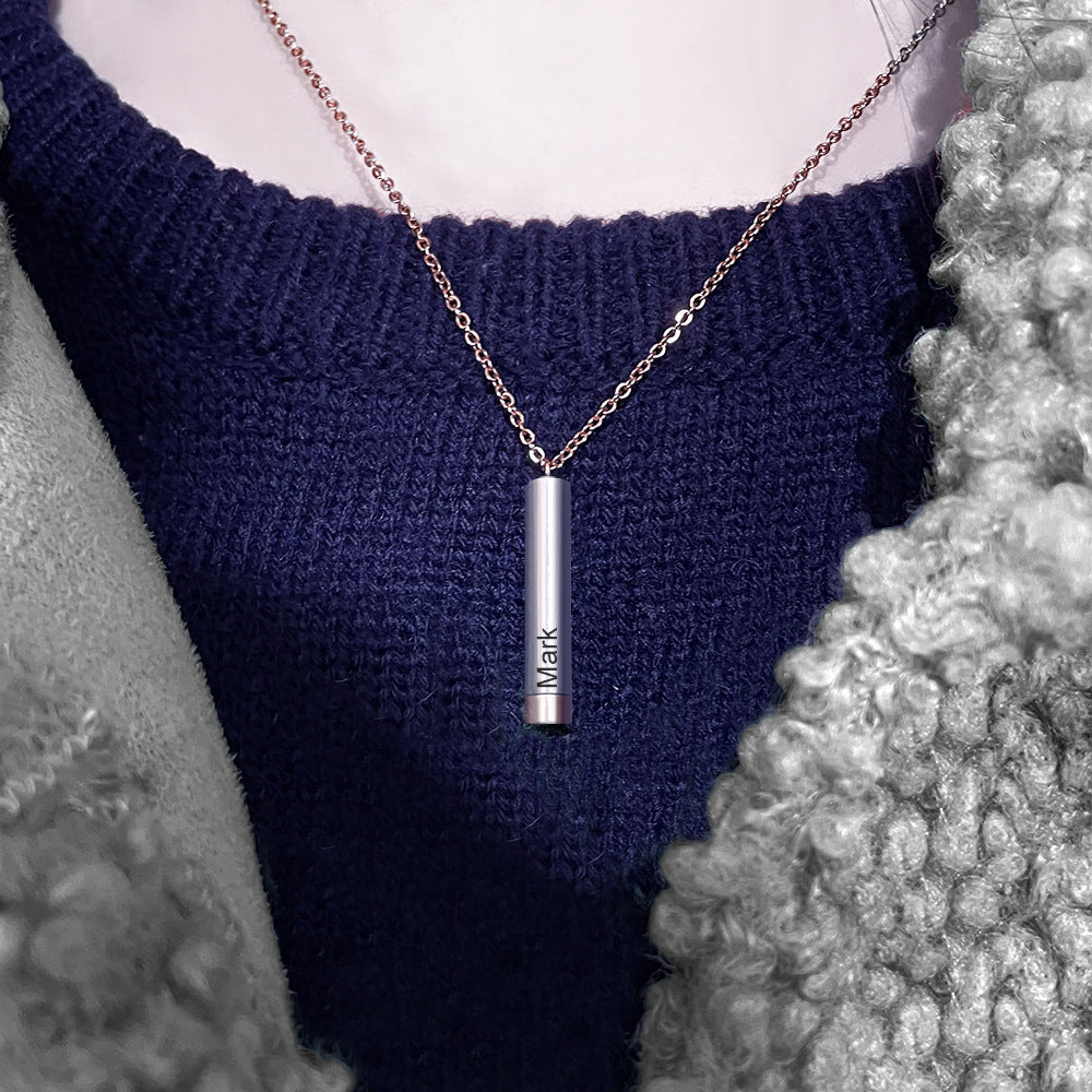 Ladies Double Layer Stereo Stick Necklace Clavicle Necklace Can Lettering Mother's Day Gift Titanium Steel Pendant