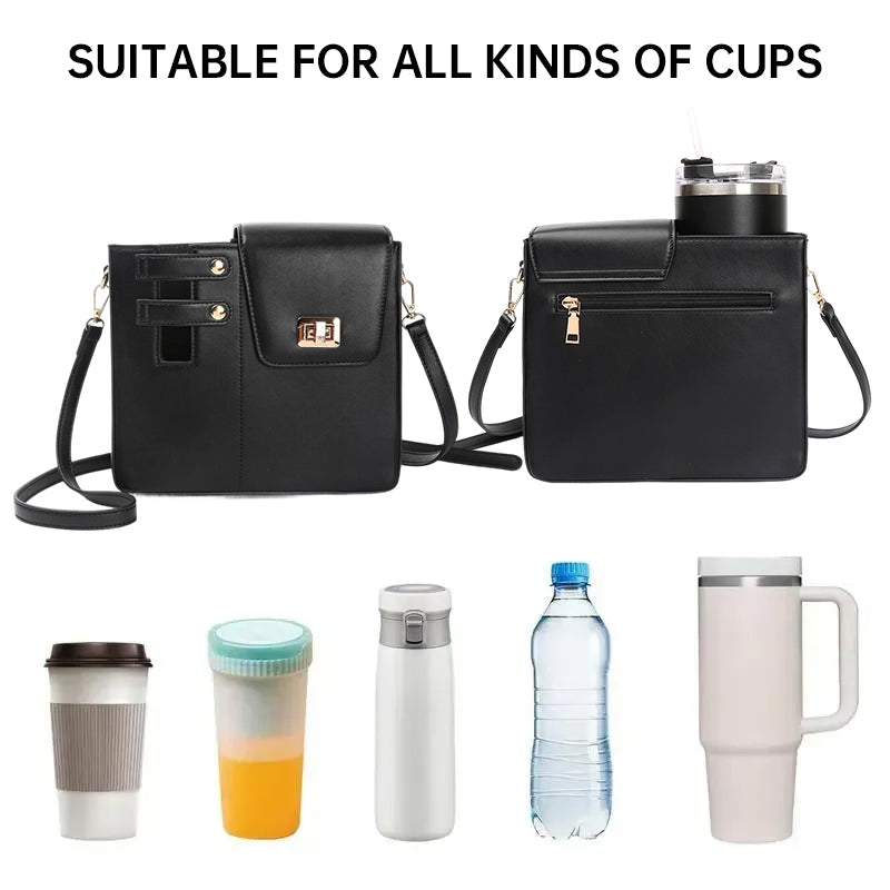 Elegant Bright Stylish and Multi-functional Women's Crossbody Handbags with handy convient Stanley flask, water bottle and cup holder section