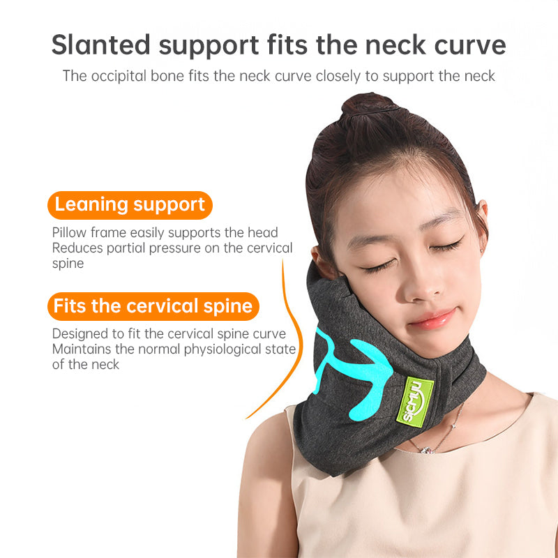 Memory Foam Travel Pillow for Plane, Train & Car - Neck Support Cushion with removable, washable Cover - ideal for sleeping