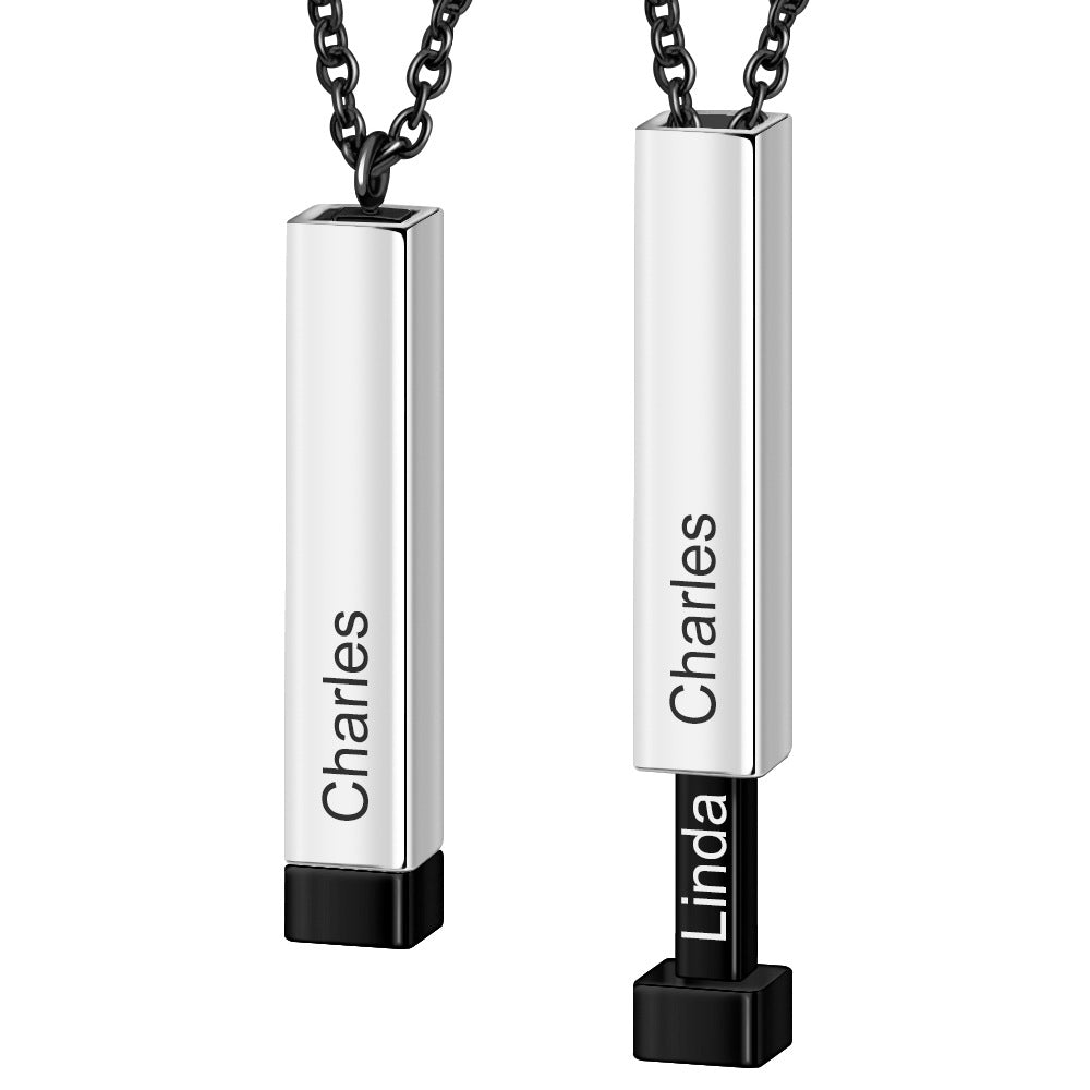 Ladies Double Layer Stereo Stick Necklace Clavicle Necklace Can Lettering Mother's Day Gift Titanium Steel Pendant