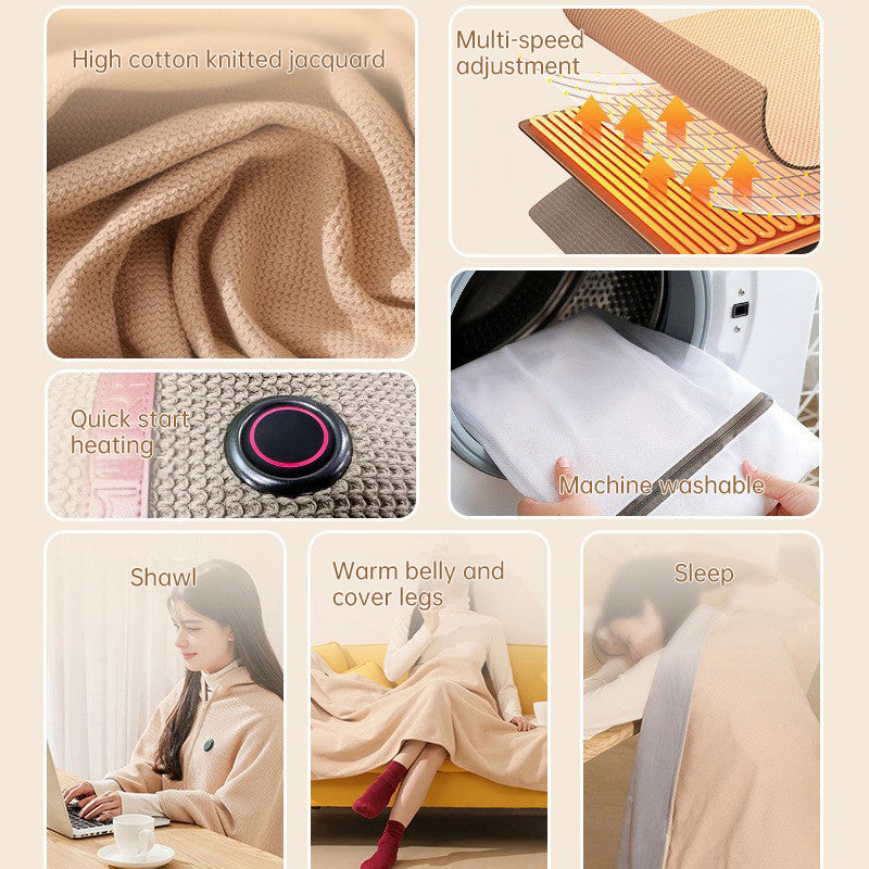 Versatile Women's Heated Shawl. Features a Soft Zipper and USB Heating Technology for perfect portable cozy comfort and warmth