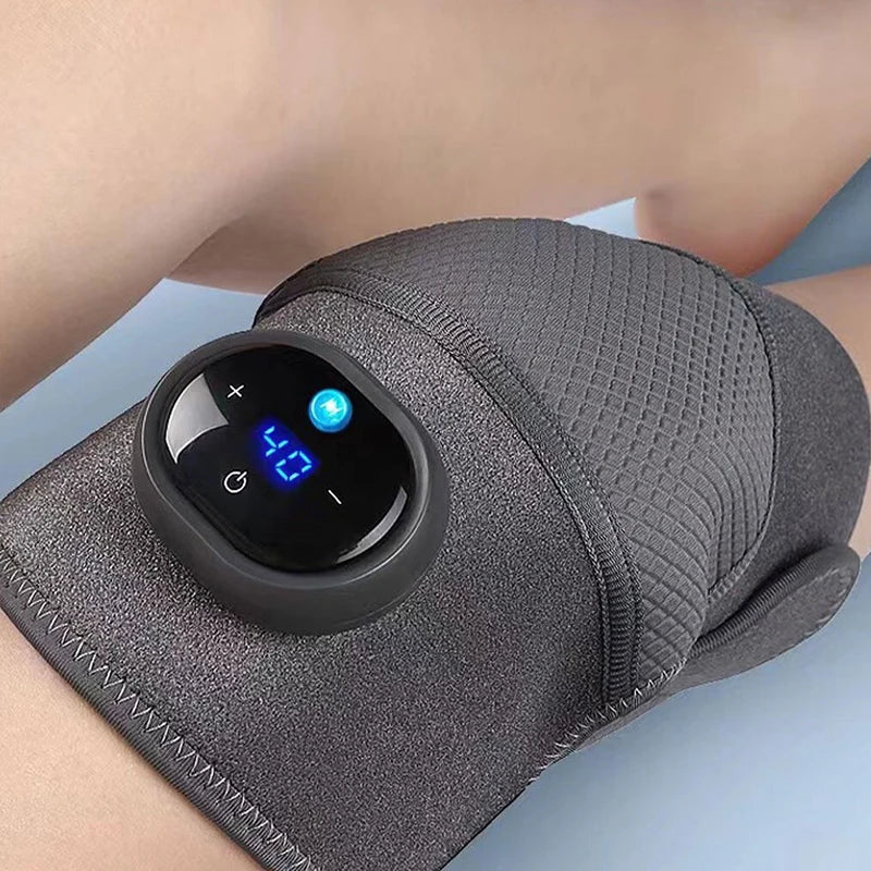 Electric heating knee pad and knee massage. Keeps warm and treats pain in the knee joints
