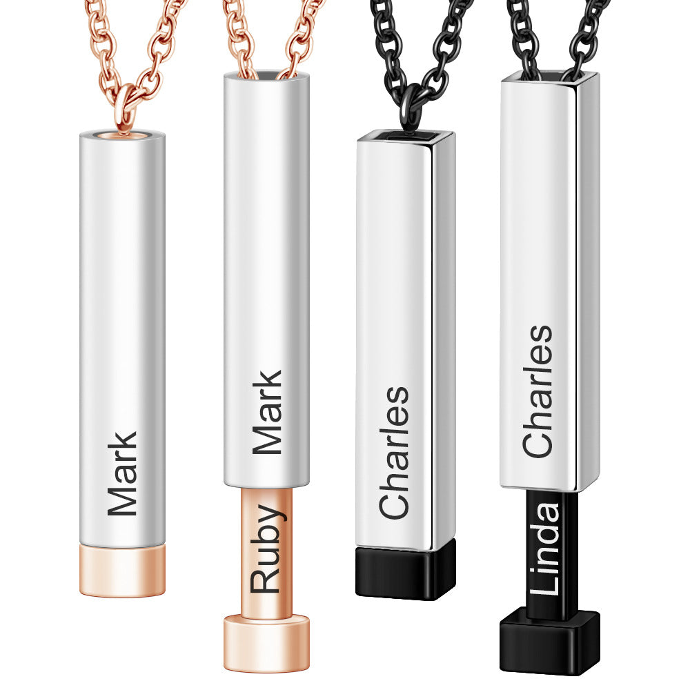 Ladies Double Layer Stereo Stick Necklace Clavicle Necklace Can Lettering Mother's Day Gift Titanium Steel Pendant