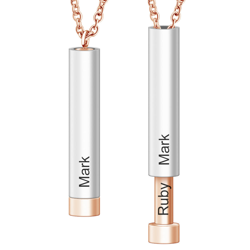 Ladies Double Layer Stereo Stick Necklace Clavicle Necklace Can Lettering Mother's Day Gift Titanium Steel Pendant