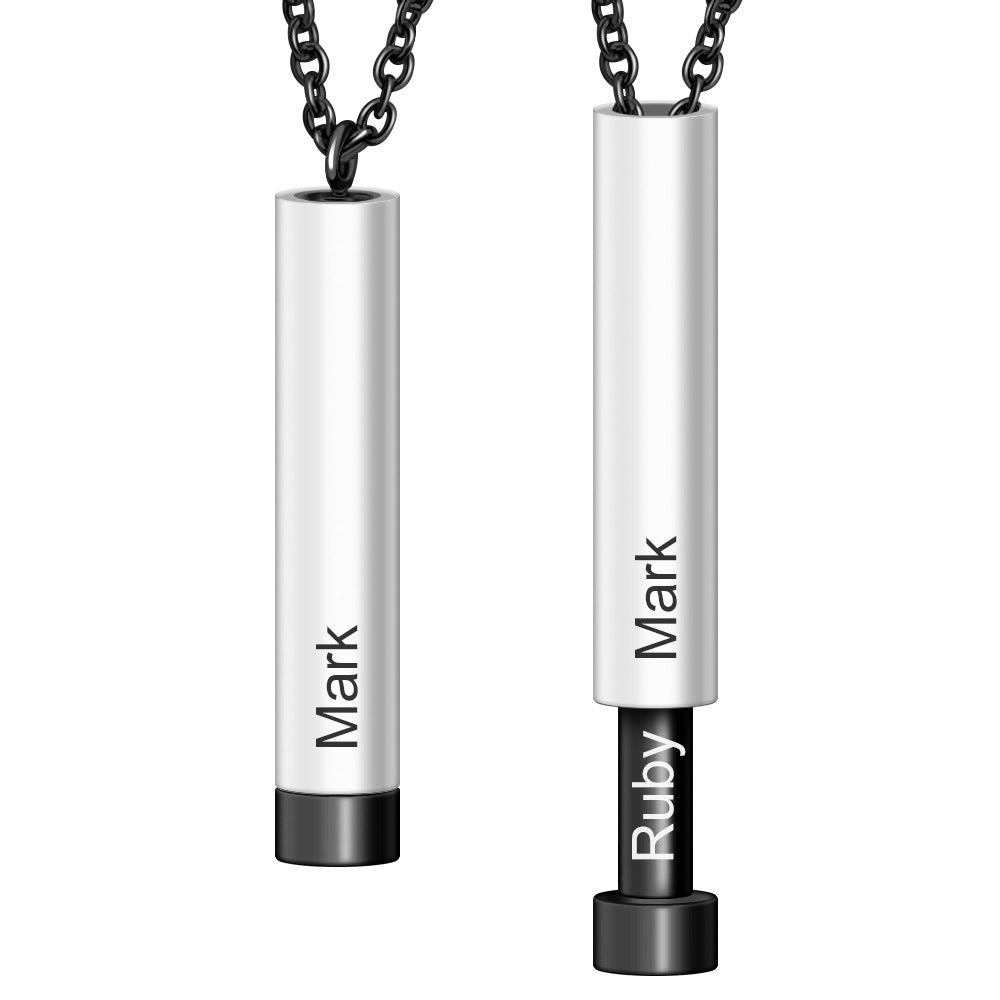 Ladies Double Layer Stereo Stick Necklace Clavicle Necklace Can Lettering Mother's Day Gift Titanium Steel Pendant