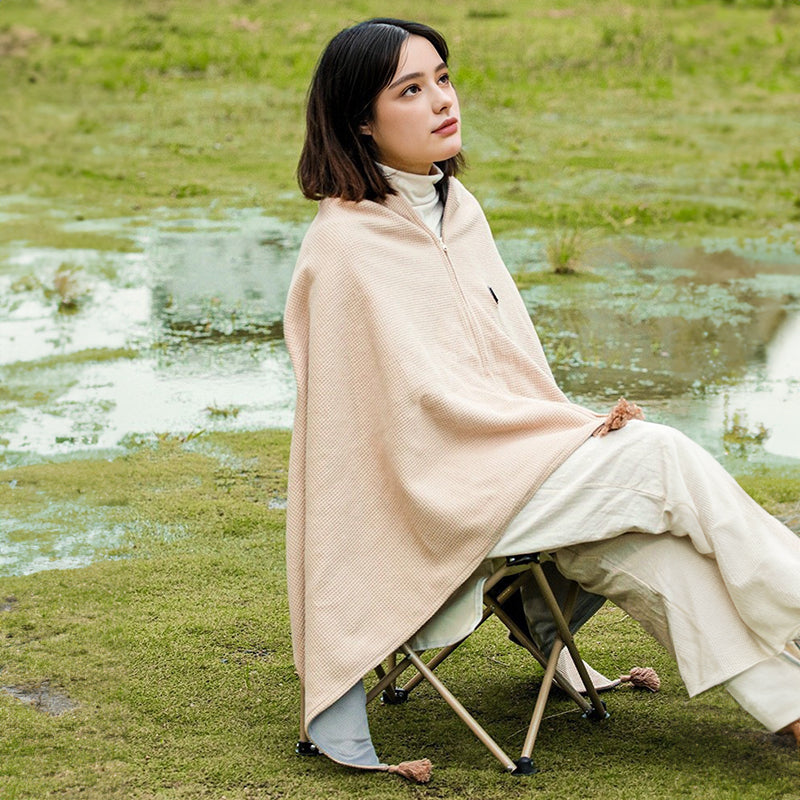 Versatile Women's Heated Shawl. Features a Soft Zipper and USB Heating Technology for perfect portable cozy comfort and warmth