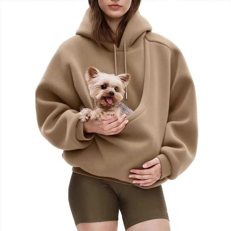 Pet Carrier Hoodie, Hands-Free Dog & Cat Carry Bag, Unisex Sweatshirt for Small Pets