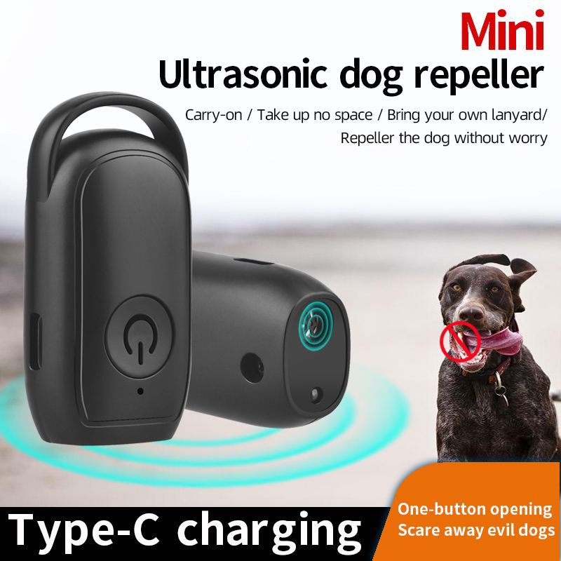 Portable Dog & Cat Repellent, Rechargeable 180mAh Ultrasonic Anti Bark Device, 23-40KHZ with Flashlight for Outdoor Use