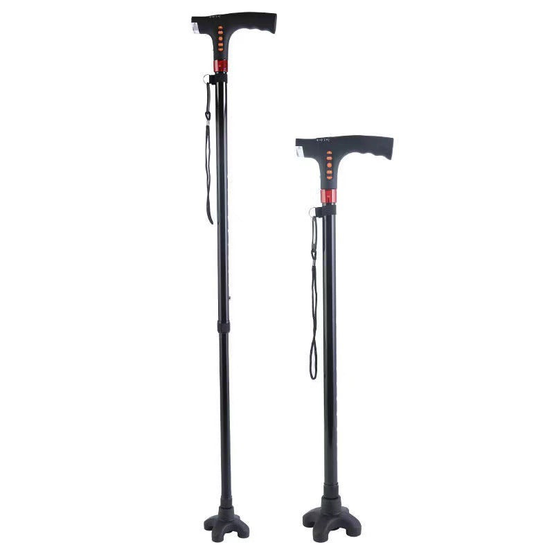 Walking Stick for Seniors - Multi-functional LED Light, Alarm, Radio, Adjustable Smart Cane with Handle