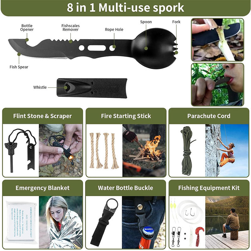 Multi-functional Outdoor First Aid Kit, Emergency Survival Gear with Trauma Bag for Camping, Hiking, Hunting Adventures