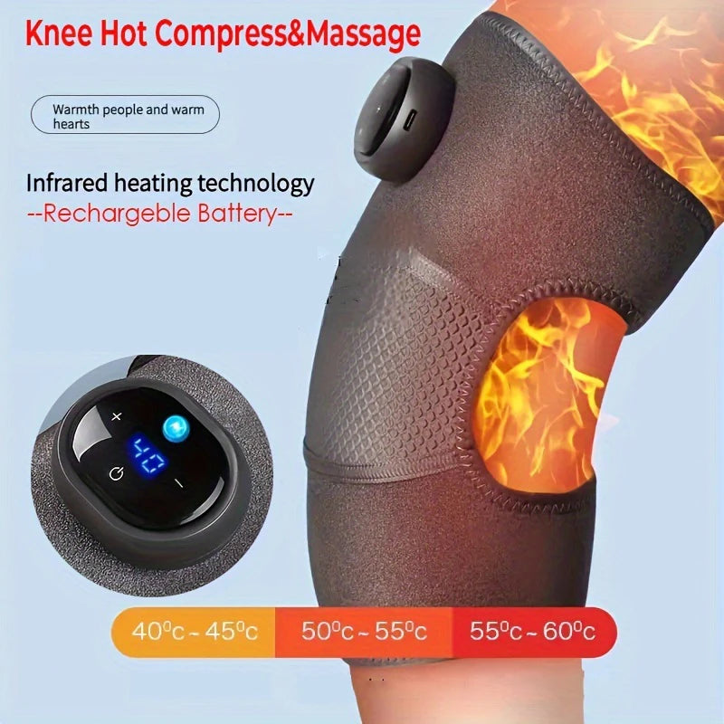 Electric heating knee pad and knee massage. Keeps warm and treats pain in the knee joints